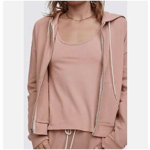 Mate The Label Organic Terry Zip Hoodie In Rose Sz XS